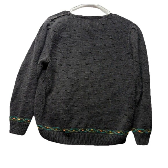 Vintage Portraits by Northern Isles Sweater Floral XL Cottage Chunky Knit Black - Picture 4 of 5